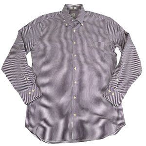 Peter Millar Men's Long Sleeve Purple‎ White Striped Button Down Shirt Size Med